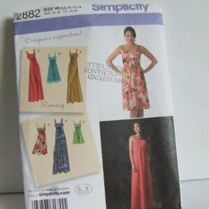 Simplicity evening dress sewing pattern 2882 uncut In K Designs sleeveless party